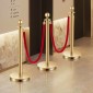 VEVOR Stanchions and Velvet Ropes 6Pcs, Κοίλη βάση με στύλο από ανοξείδωτο ατσάλι, 4 Red Velvet σχοινιά και στύλοι, Crowd Control Barriers Gold Stands, Red Carpet Runner κοντάρια για είδη πάρτι