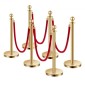 VEVOR Stanchions and Velvet Ropes 6Pcs, Κοίλη βάση με στύλο από ανοξείδωτο ατσάλι, 4 Red Velvet σχοινιά και στύλοι, Crowd Control Barriers Gold Stands, Red Carpet Runner κοντάρια για είδη πάρτι