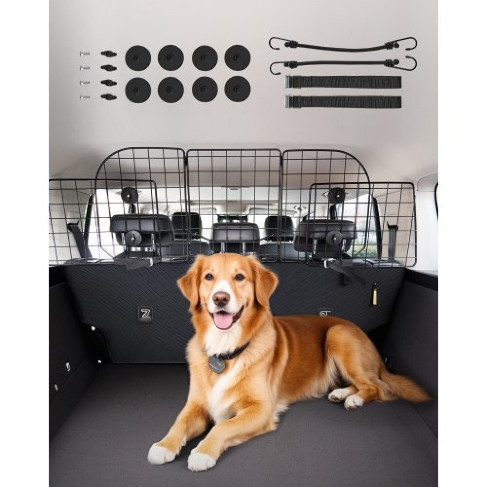 Φράγμα αυτοκινήτου VEVOR Dog, 38,5"-61,6" Ρυθμιζόμενο διαχωριστικό αυτοκινήτου για χώρο φόρτωσης πορτμπαγκάζ, βαρέως τύπου συρμάτινο δίχτυ για σκύλους βαρέως τύπου πίσω καθίσματος, φράγμα κατοικίδιων οχημάτων για σεντάν, φορτηγά και SUV