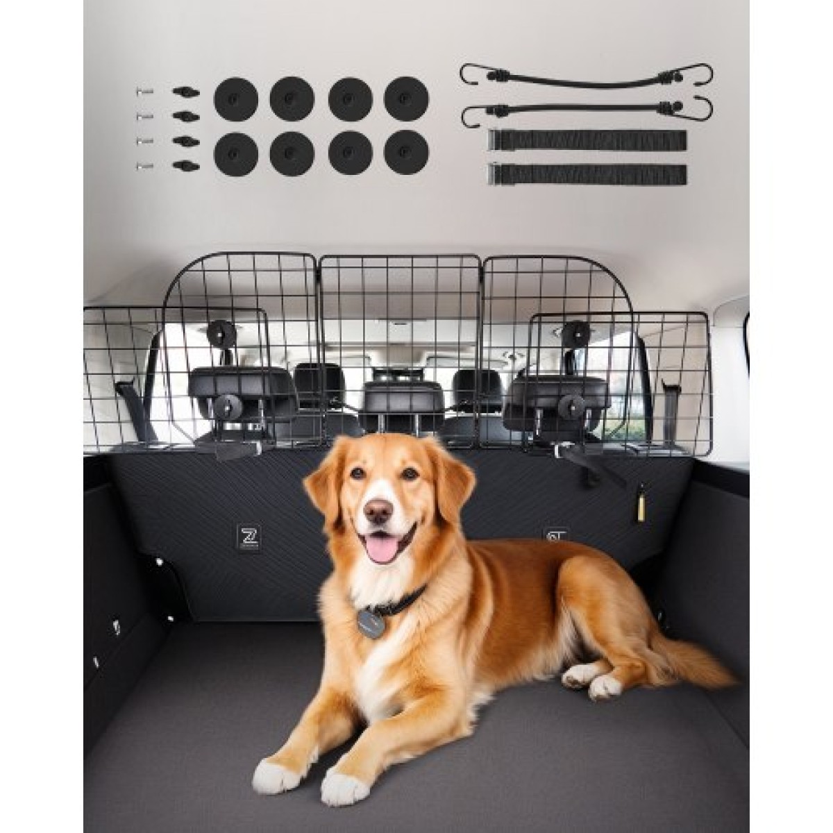 Φράγμα αυτοκινήτου VEVOR Dog, 38,5"-61,6" Ρυθμιζόμενο διαχωριστικό αυτοκινήτου για χώρο φόρτωσης πορτμπαγκάζ, βαρέως τύπου συρμάτινο δίχτυ για σκύλους βαρέως τύπου πίσω καθίσματος, φράγμα κατοικίδιων οχημάτων για σεντάν, φορτηγά και SUV