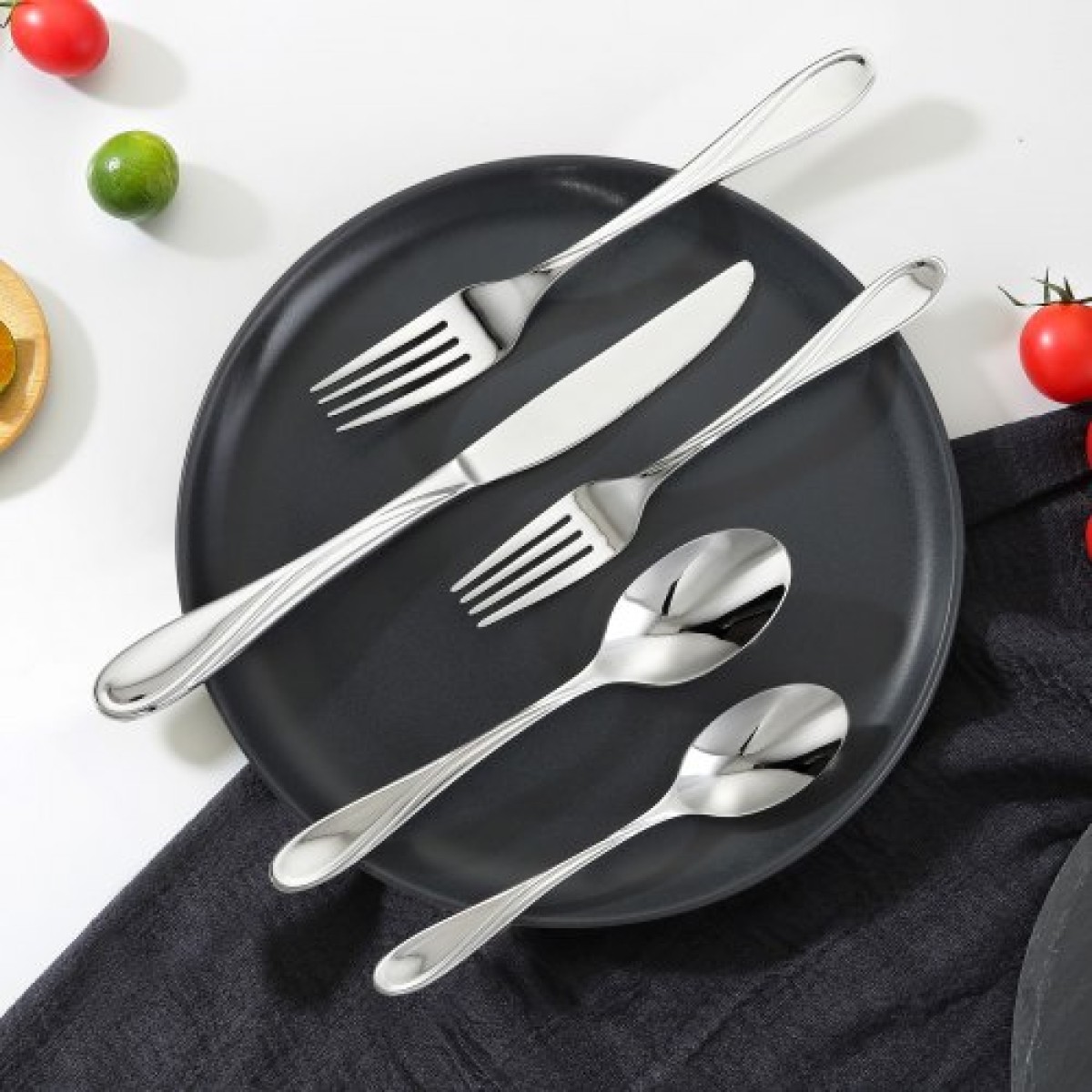 Σετ ασημικά VEVOR 30 τεμαχίων, σκεύη μαχαιροπήρουνων από ανοξείδωτο ατσάλι, σετ μαχαιροπήρουνων με καθρέφτη, επιτραπέζια σκεύη φαγητού στο πλυντήριο πιάτων για το σπίτι της κουζίνας, σέρβις για 6, περιλαμβάνει κουτάλι για πιρούνι για μαχαίρι