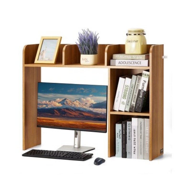 VEVOR Desktop Bookshelf, 2-Tier Wood Desktop Storage Organizer, 37,2" x 9,5" x 28,9" ράφι αποθήκευσης γραφείου, ξύλινο ράφι, θήκη για επιτραπέζια βιβλιοθήκη με αντιολισθητικά μαξιλαράκια ποδιών, για γραφείο, σπίτι και κοιτώνα