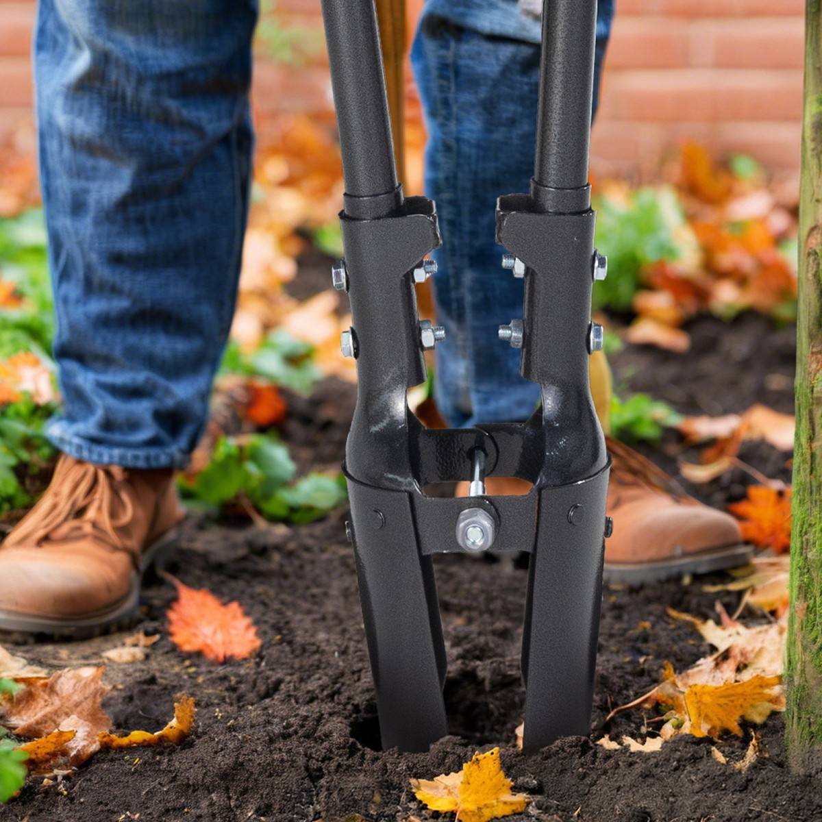VEVOR Post Hole Digger, Heavy Duty Post Hole Digger με λαβή από ανθρακούχο χάλυβα, Manual Hole Digger με σήμανση κλίμακας και μεταλλική λεπίδα, Post Hole Digger Tool για σκάψιμο κηπουρικής σε εξωτερικούς χώρους, 57,5 ​​ιντσών