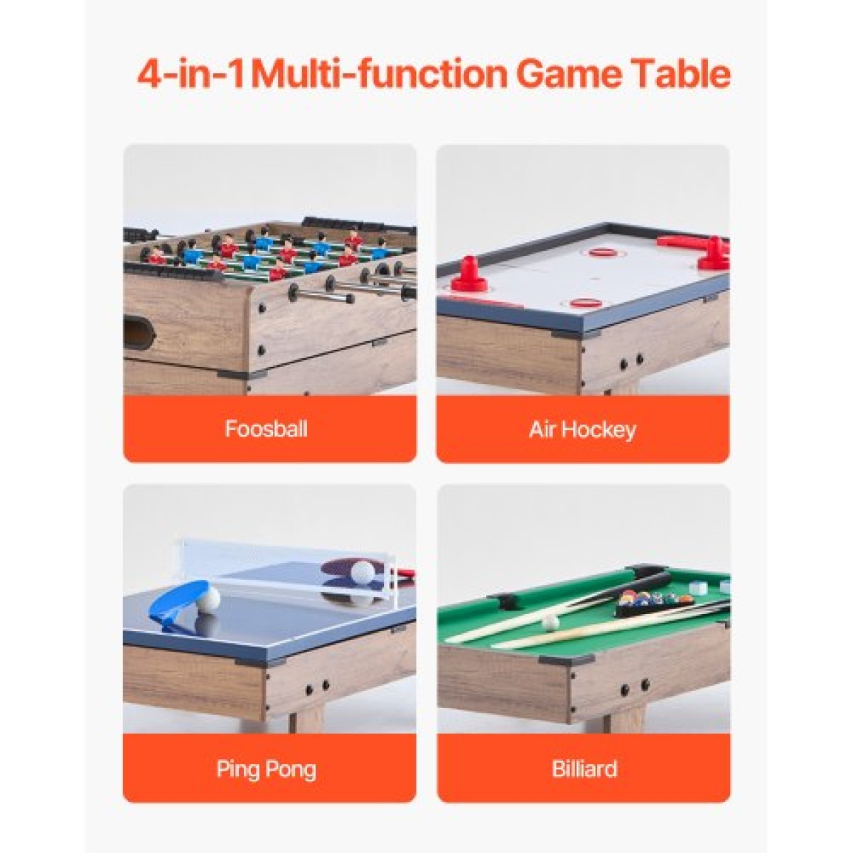 Σετ τραπεζιού παιχνιδιών VEVOR 4 σε 1 Combo, Τραπέζι Air Hockey 32 ιντσών, Τραπέζι πολλαπλών συνδυασμών με μπιλιάρδο, χόκεϊ, ποδόσφαιρο, πινγκ πονγκ, Pushers & Pucks, Αθλητικό τραπέζι Arcade για παιδιά Γραφείο Οικογενειακό δωμάτιο παιχνιδιών