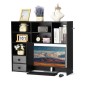 Επιτραπέζιο ράφι VEVOR, 3-Tier Desktop Storage Organizer, 37" x 10" x 31,1" ράφι γραφείου αποθήκευσης Ξύλινο ράφι, θήκη για επιτραπέζιο ράφι με δύο υφασμάτινα συρτάρια, για γραφείο, σπίτι και κοιτώνα, μαύρο