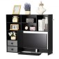 Επιτραπέζιο ράφι VEVOR, 3-Tier Desktop Storage Organizer, 37" x 10" x 31,1" ράφι γραφείου αποθήκευσης Ξύλινο ράφι, θήκη για επιτραπέζιο ράφι με δύο υφασμάτινα συρτάρια, για γραφείο, σπίτι και κοιτώνα, μαύρο