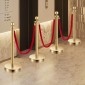 VEVOR Stanchion Post, 8 τμχ Σετ Crowd Control Barrier με 6 Red Velvet Ropes, 5 ft από ανοξείδωτο ατσάλι Gold Stanchion Post Queue με Sand Injection Hollow Base για θέατρο, πάρτι, γάμο, έκθεση