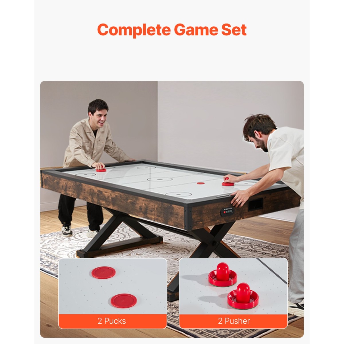 VEVOR 84" Air Hockey Table, Indoor Arcade Table Gaming Set με 2 Pushers, 2 Pucks, Ηλεκτρονικό σκόρερ, Πόδια σχήματος X & Ανεμιστήρας υψηλής ισχύος, Τραπέζι παιχνιδιών χόκεϊ με αέρα για οικογενειακό δωμάτιο παιχνιδιών