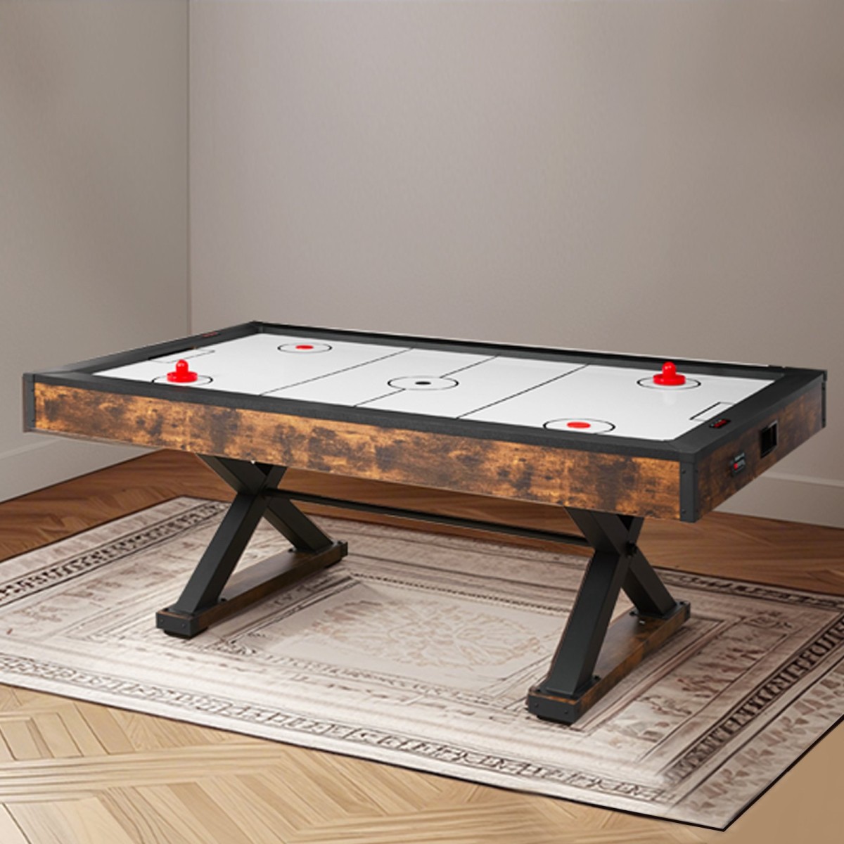 VEVOR 84" Air Hockey Table, Indoor Arcade Table Gaming Set με 2 Pushers, 2 Pucks, Ηλεκτρονικό σκόρερ, Πόδια σχήματος X & Ανεμιστήρας υψηλής ισχύος, Τραπέζι παιχνιδιών χόκεϊ με αέρα για οικογενειακό δωμάτιο παιχνιδιών