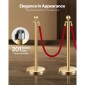 VEVOR Stanchion Post, 4 τεμάχια Crowd Control Barrier Set με 3 Red Velvet Ropes, 5 ft inox Gold Stanchion Post Queue with Sand Injection Hollow Base for Theatre, Party, Wedding, Exhibition