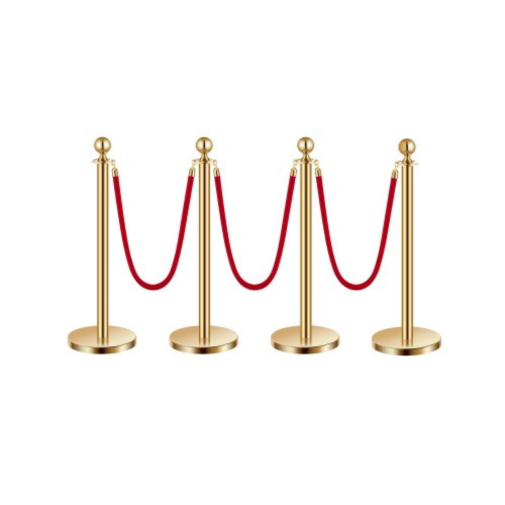 VEVOR Stanchion Post, 4 τεμάχια Crowd Control Barrier Set με 3 Red Velvet Ropes, 5 ft inox Gold Stanchion Post Queue with Sand Injection Hollow Base for Theatre, Party, Wedding, Exhibition