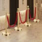 VEVOR Stanchion Post, 4 τεμάχια Crowd Control Barrier Set με 3 Red Velvet Ropes, 5 ft inox Gold Stanchion Post Queue with Sand Injection Hollow Base for Theatre, Party, Wedding, Exhibition