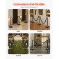 VEVOR Stanchion Post, 6 τεμ. Crowd Control Barrier με 4 μαύρα βελούδινα σχοινιά, 5 πόδια από ανοξείδωτο ατσάλι Stanchion Post Queue με Sand Injection Hollow Base για Θέατρο, Πάρτι, Γάμο, Έκθεση, Μαύρο