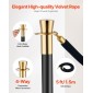 VEVOR Stanchion Post, 6 τεμ. Crowd Control Barrier με 4 μαύρα βελούδινα σχοινιά, 5 πόδια από ανοξείδωτο ατσάλι Stanchion Post Queue με Sand Injection Hollow Base για Θέατρο, Πάρτι, Γάμο, Έκθεση, Μαύρο