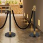 VEVOR Stanchion Post, 6 τεμ. Crowd Control Barrier με 4 μαύρα βελούδινα σχοινιά, 5 πόδια από ανοξείδωτο ατσάλι Stanchion Post Queue με Sand Injection Hollow Base για Θέατρο, Πάρτι, Γάμο, Έκθεση, Μαύρο