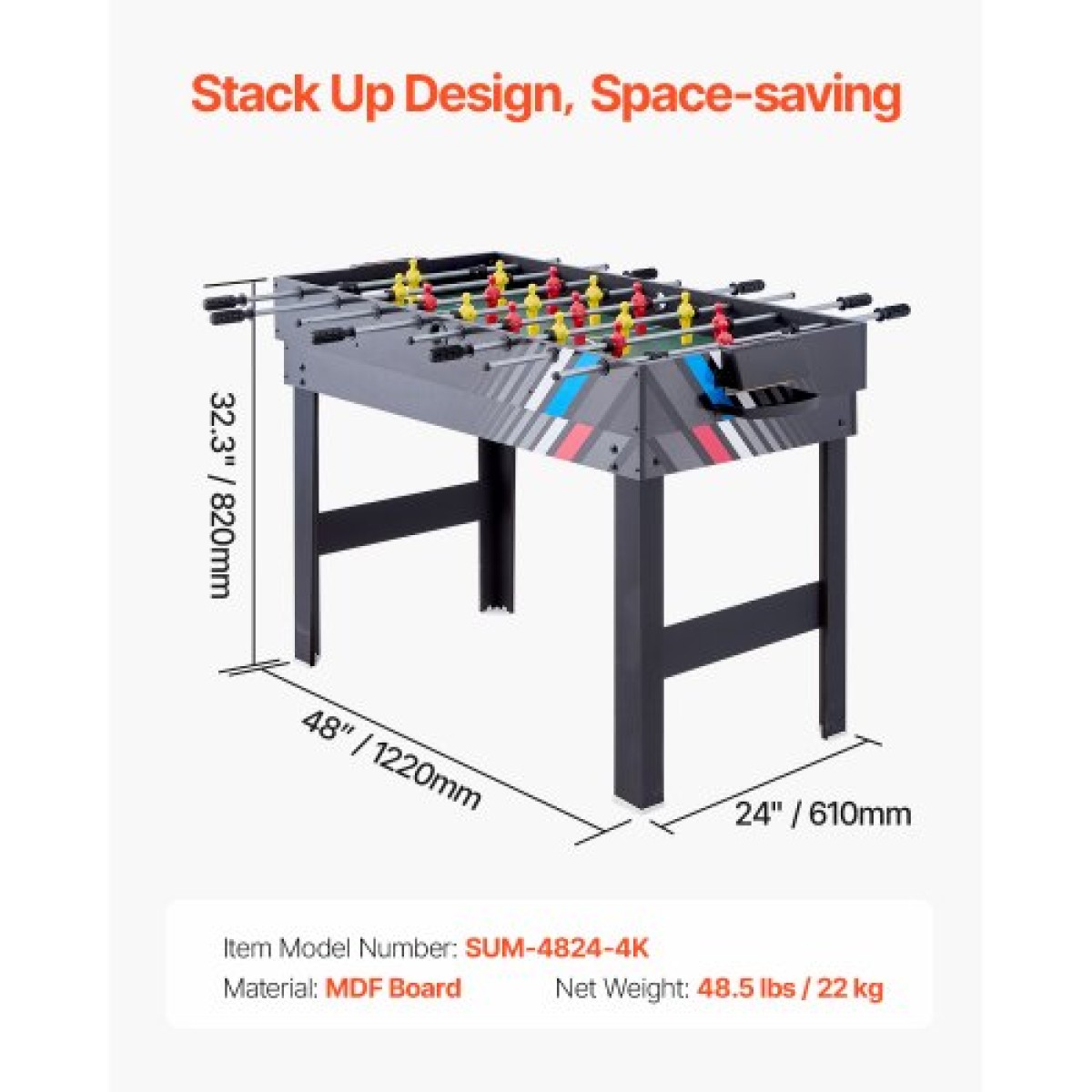VEVOR 4-σε-1 Combo Σετ τραπεζιού παιχνιδιών, Τραπέζι Air Hockey 48", Τραπέζι πολλαπλών συνδυασμών με Air Hockey, Μπιλιάρδο μπιλιάρδου, ποδοσφαιράκι, Ping Pong, Pushers & Pucks, Sports Arcade Τραπέζι για Οικογενειακό Δωμάτιο Παιχνιδιού Γραφείο