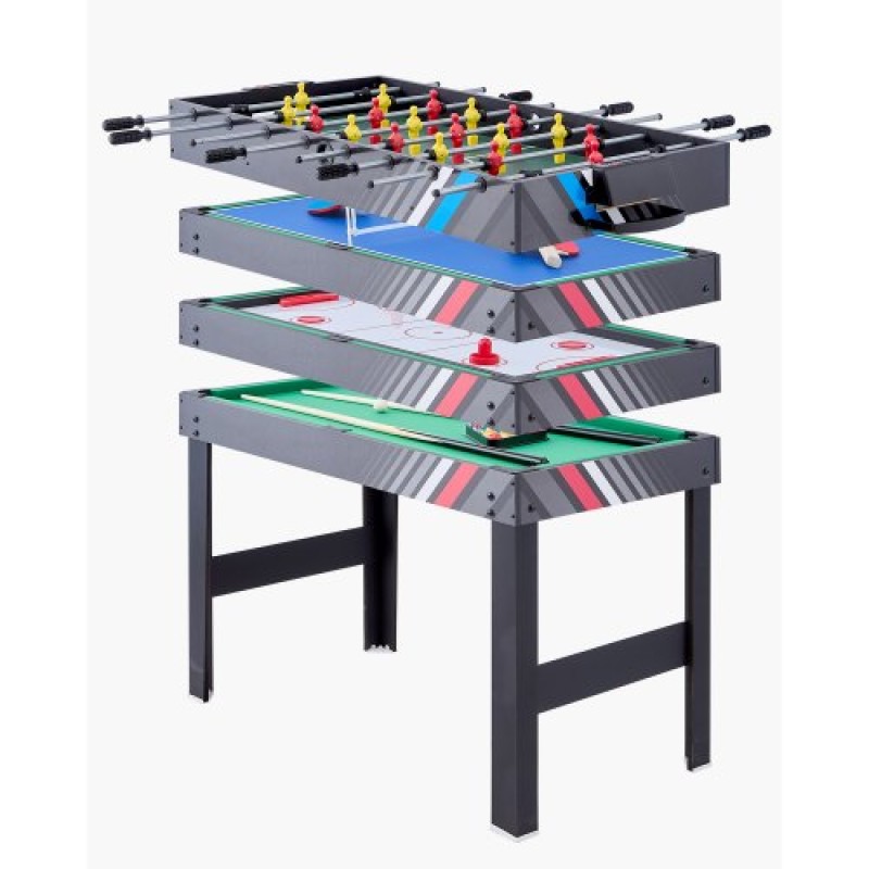 VEVOR 4-σε-1 Combo Σετ τραπεζιού παιχνιδιών, Τραπέζι Air Hockey 48", Τραπέζι πολλαπλών συνδυασμών με Air Hockey, Μπιλιάρδο μπιλιάρδου, ποδοσφαιράκι, Ping Pong, Pushers & Pucks, Sports Arcade Τραπέζι για Οικογενειακό Δωμάτιο Παιχνιδιού Γραφείο