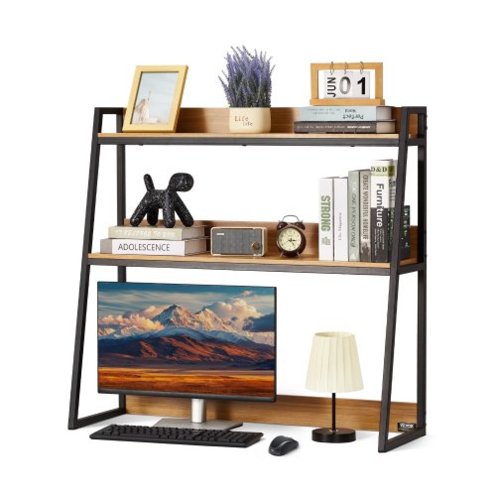 VEVOR Desktop Bookshelf, 2-Tier Desktop Storage Organizer, 37,4" x 12,6" x 35,4" ράφι αποθήκευσης γραφείου, Ξύλινο ράφι, ράφι επιτραπέζιου ραφιού με αντιολισθητικά μαξιλαράκια ποδιών, για γραφείο, σπίτι και κοιτώνα