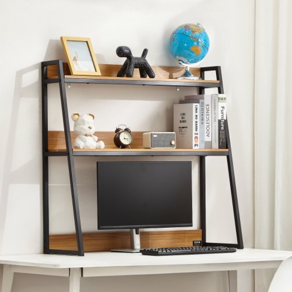 VEVOR Desktop Bookshelf, 2-Tier Desktop Storage Organizer, 37,4" x 12,6" x 35,4" ράφι αποθήκευσης γραφείου, Ξύλινο ράφι, ράφι επιτραπέζιου ραφιού με αντιολισθητικά μαξιλαράκια ποδιών, για γραφείο, σπίτι και κοιτώνα