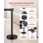 VEVOR Stanchion Post, 8 τεμ. Crowd Control Barrier με 8 ανασυρόμενες ζώνες & 2 βάσεις για πινακίδες, Carbon Steel Stanchion Post Queue με Sand Injection Hollow Base για θέατρο, πάρτι, γάμους, έκθεση