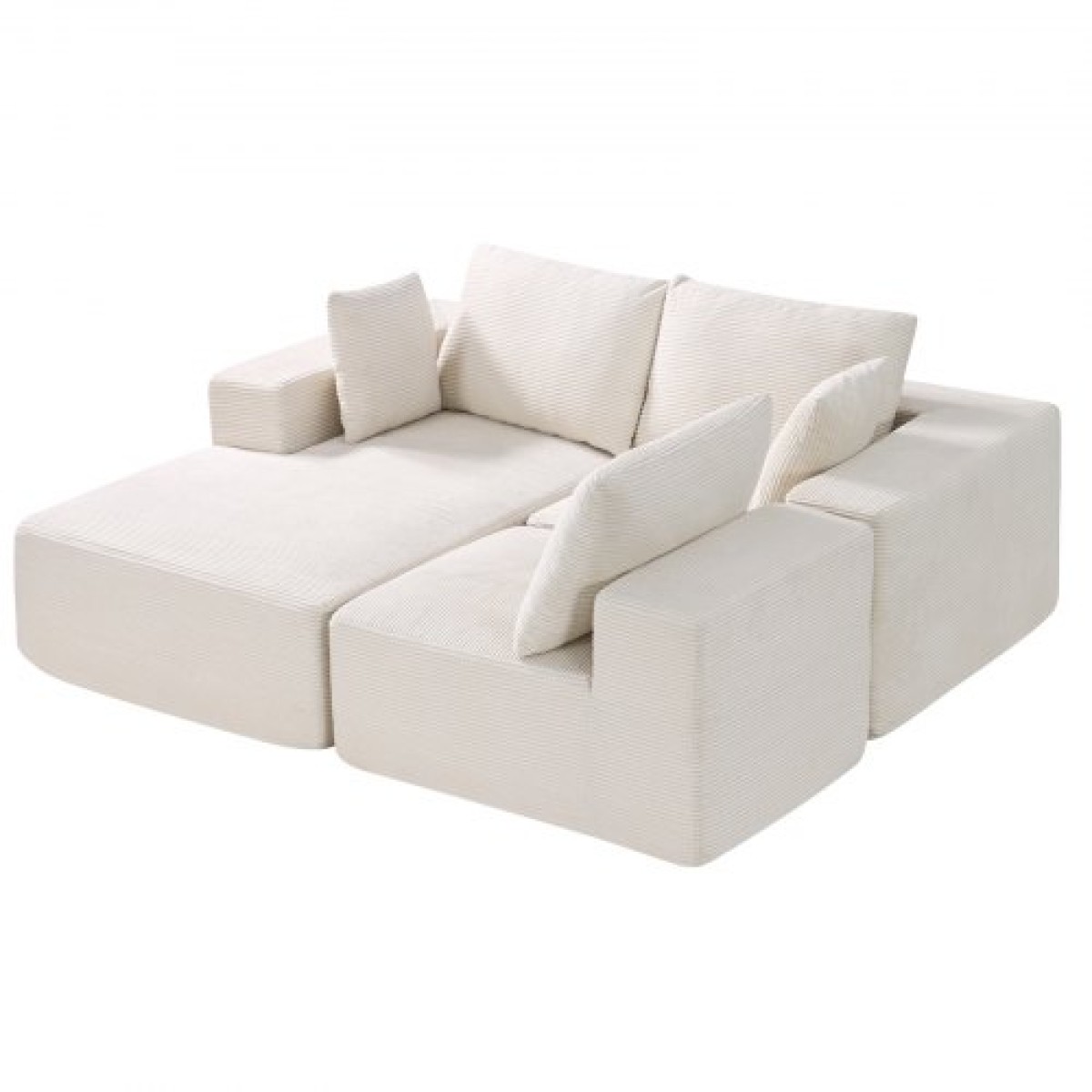 VEVOR Modular Sectional Καναπές, Σχήμα L Modular Καναπές με ξαπλώστρα, Cloud Sectional Καναπές με High Rebound Sponge and Density, Επενδυμένος κοτλέ καναπές με μαξιλάρι για σαλόνι, διαμέρισμα, μπεζ