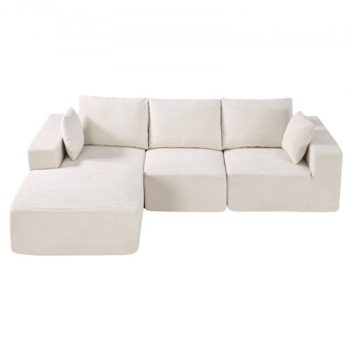 VEVOR Modular Sectional Καναπές, Σχήμα L Modular Καναπές με ξαπλώστρα, Cloud Sectional Καναπές με High Rebound Sponge and Density, Επενδυμένος κοτλέ καναπές με μαξιλάρι για σαλόνι, διαμέρισμα, μπεζ