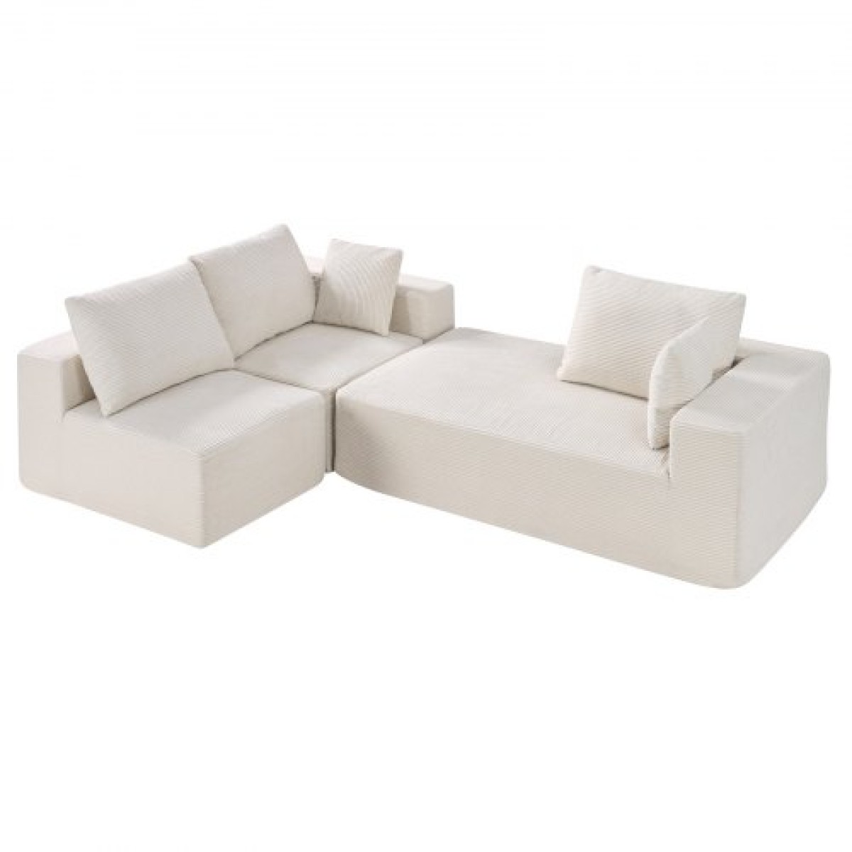 VEVOR Modular Sectional Καναπές, Σχήμα L Modular Καναπές με ξαπλώστρα, Cloud Sectional Καναπές με High Rebound Sponge and Density, Επενδυμένος κοτλέ καναπές με μαξιλάρι για σαλόνι, διαμέρισμα, μπεζ