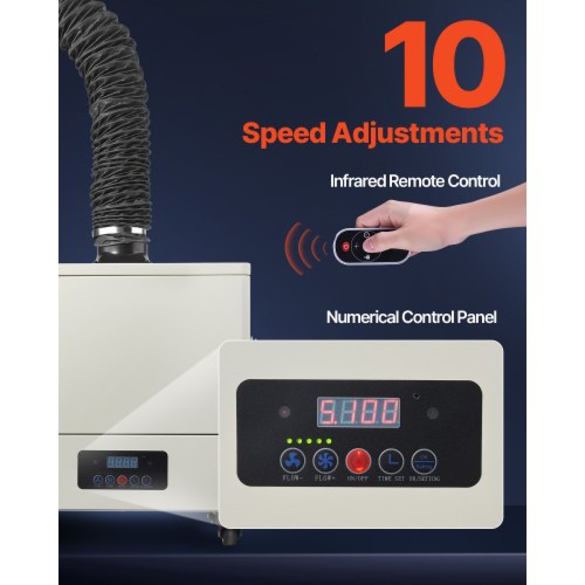 VEVOR Solder Fume Extractor, 459 m³/h Απορροφητή καπνού με συγκόλληση ισχυρής αναρρόφησης με κινητήρα χωρίς ψήκτρες 280 W, φίλτρα 4 σταδίων, 10-ταχύτητα & τηλεχειριστήριο καθαριστή καπνού για συγκόλληση, χάραξη, συγκόλληση DIY