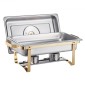 VEVOR Chafing Dish Dish Buffet Set, 8 Qt 4 Pack, Chafer από ανοξείδωτο ατσάλι με 4 τηγάνια πλήρους μεγέθους, Ορθογώνιος διακομιστής Catering Warmer με γυάλινο καπάκι Πτυσσόμενη βάση καυσίμου, για δείπνο γάμου