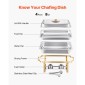 VEVOR Chafing Dish Dish Buffet Set, 8 Qt 4 Pack, Chafer από ανοξείδωτο ατσάλι με 4 τηγάνια πλήρους μεγέθους, Ορθογώνιος διακομιστής Catering Warmer με γυάλινο καπάκι Πτυσσόμενη βάση καυσίμου, για δείπνο γάμου