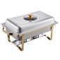 VEVOR Chafing Dish Dish Buffet Set, 8 Qt 4 Pack, Chafer από ανοξείδωτο ατσάλι με 4 τηγάνια πλήρους μεγέθους, Ορθογώνιος διακομιστής Catering Warmer με γυάλινο καπάκι Πτυσσόμενη βάση καυσίμου, για δείπνο γάμου