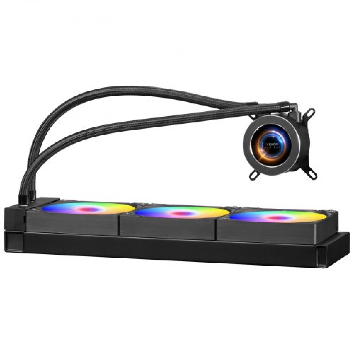 VEVOR CPU Liquid Cooler, AIO CPU Water Cooler - 3 x 120mm PWM Fans & Pump, Προσαρμόσιμο Μαύρο Υγρό Ψύκτη υπολογιστή με οθόνη LCD 2,1" & φως ARGB, για Intel 115X/1366/2011/1700/1200, AMD5 AM4/AM