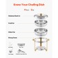 VEVOR Chafing Dish Dish Buffet Set, 5 Qt 4 Pack, Chafer από ανοξείδωτο ατσάλι με 4 τηγάνια πλήρους μεγέθους, στρογγυλός θερμός διακομιστής Catering με καπάκι Water Pan Πτυσσόμενο σταντ κλιπ, για πάρτι γάμου, δεξιώσεις, χρυσό