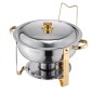 VEVOR Chafing Dish Dish Buffet Set, 5 Qt 4 Pack, Chafer από ανοξείδωτο ατσάλι με 4 τηγάνια πλήρους μεγέθους, στρογγυλός θερμός διακομιστής Catering με καπάκι Water Pan Πτυσσόμενο σταντ κλιπ, για πάρτι γάμου, δεξιώσεις, χρυσό