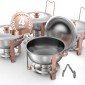 Σετ μπουφέ πιάτων VEVOR Chafing, 5 Qt 4 Pack, Chafer από ανοξείδωτο ατσάλι με 4 τηγάνια πλήρους μεγέθους, στρογγυλός θερμός διακομιστής κέτερινγκ με πτυσσόμενο σταντ σερβίτσιο με καπάκι, για δεξιώσεις γάμου, ροζ χρυσό