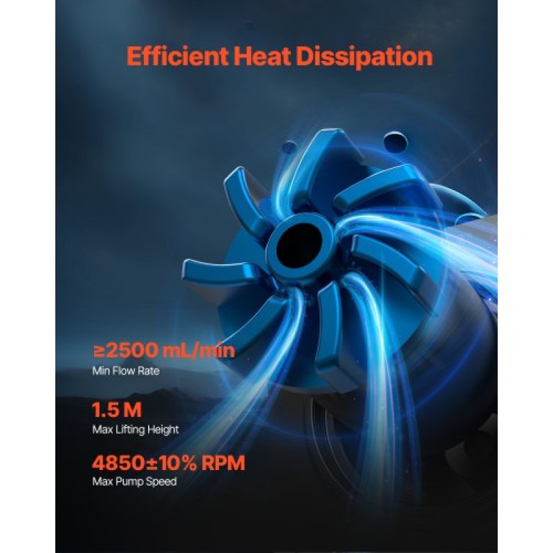 VEVOR CPU Liquid Cooler, AIO CPU Water Cooler - 120mm PWM Fans & Pump, Προσαρμόσιμο Μαύρο Υγρό Ψύκτη PC με οθόνη LCD 2,1" & φως ARGB, για Intel 115X/1366/2011/1700/1200, AMD AM4/AM5