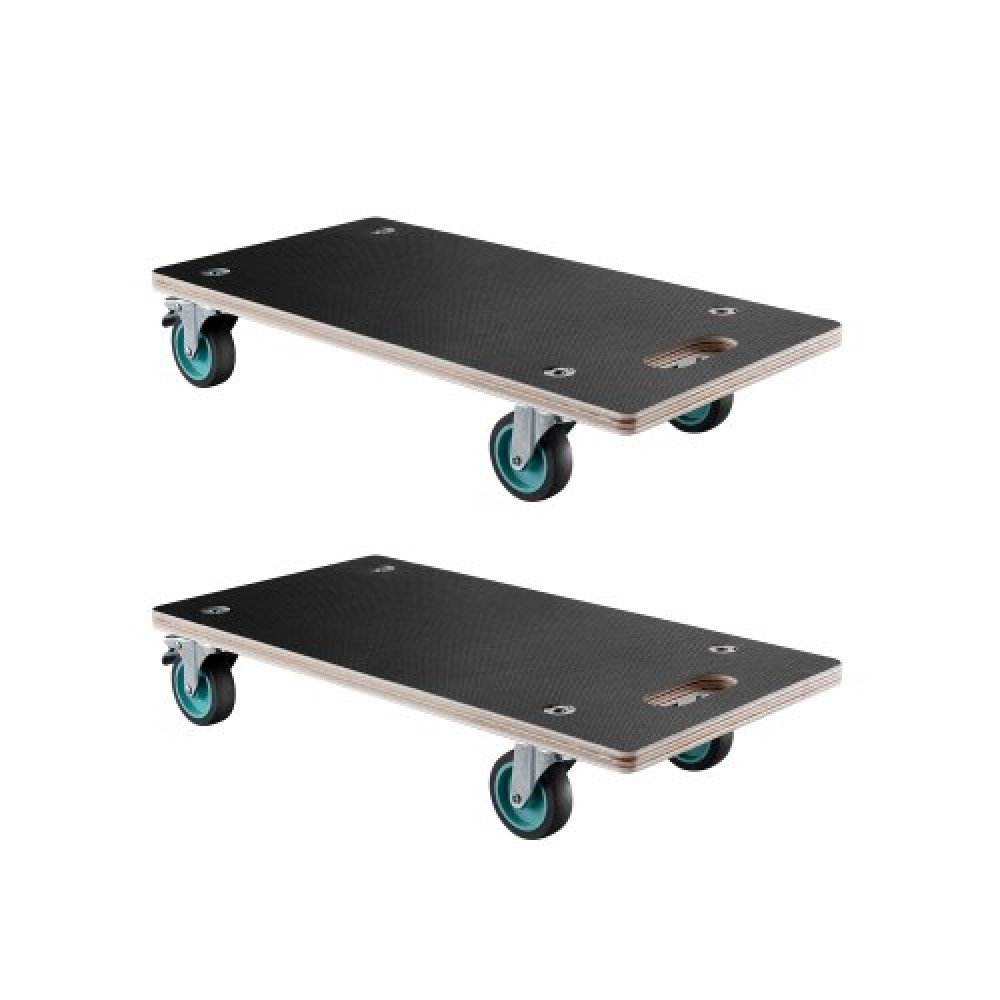 VEVOR Furniture Dolly, χωρητικότητα φόρτωσης 551 lbs, κουκλάκια κίνησης επίπλων με 4 αθόρυβους τροχούς TPR, ορθογώνια πολυλειτουργική επίπεδη κουκλίτσα για έπιπλα πιάνου Πλυντήριο ρούχων καναπέδων Ψυγείο, 2 συσκευασίες, Μαύρο