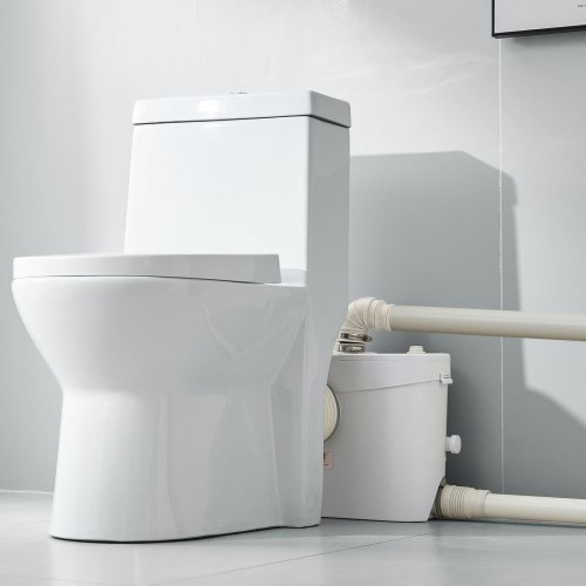 VEVOR Macerator Pump, 900W, 180 L/min (48 GPM) Flow, 40 ft/12 m Head, Macerator Sewerage Pump Toilet with 4 Waters Instructions, Way Uploading Machine for Toilet, Υπόγειο, Ντους, Νεροχύτη, Πλυντήριο ρούχων, Μπανιέρα