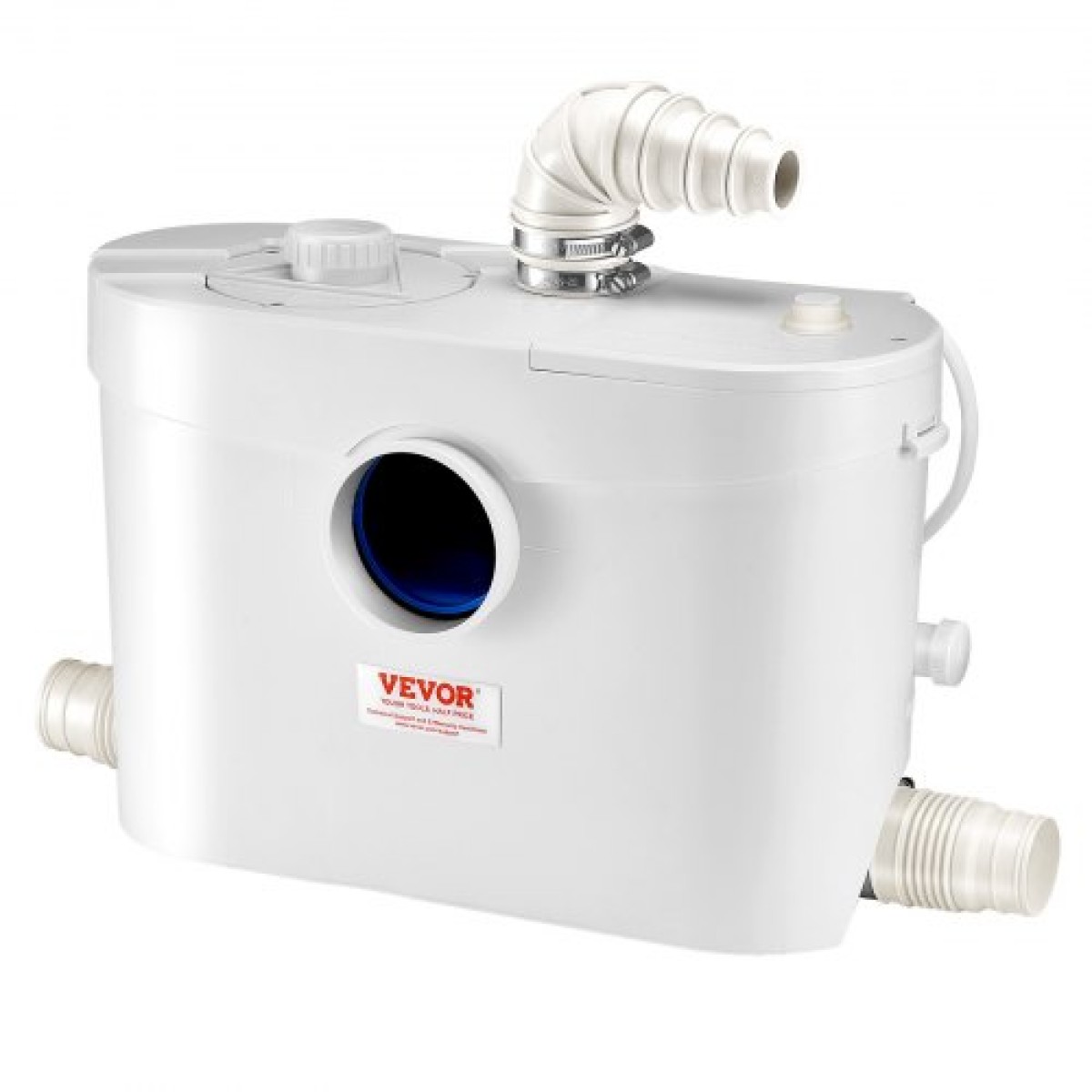 VEVOR Macerator Pump, 900W, 180 L/min (48 GPM) Flow, 40 ft/12 m Head, Macerator Sewerage Pump Toilet with 4 Waters Instructions, Way Uploading Machine for Toilet, Υπόγειο, Ντους, Νεροχύτη, Πλυντήριο ρούχων, Μπανιέρα