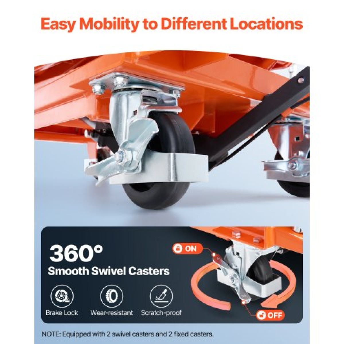 VEVOR Hydraulic Lift Τραπέζι, χωρητικότητα 500 lbs, Ύψος ανύψωσης 47,2", Επιτραπέζιο καρότσι ανύψωσης διπλού ψαλιδιού με 4 τροχούς και αντιολισθητικό μαξιλαράκι, χειροκίνητο υδραυλικό καρότσι ανύψωσης για χειρισμό και μεταφορά υλικού
