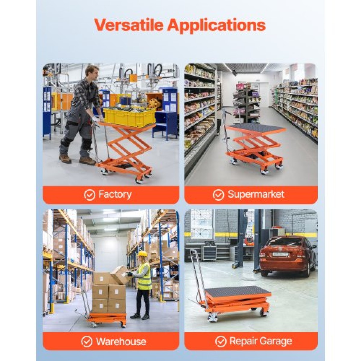 VEVOR Hydraulic Lift Τραπέζι, χωρητικότητα 500 lbs, Ύψος ανύψωσης 47,2", Επιτραπέζιο καρότσι ανύψωσης διπλού ψαλιδιού με 4 τροχούς και αντιολισθητικό μαξιλαράκι, χειροκίνητο υδραυλικό καρότσι ανύψωσης για χειρισμό και μεταφορά υλικού