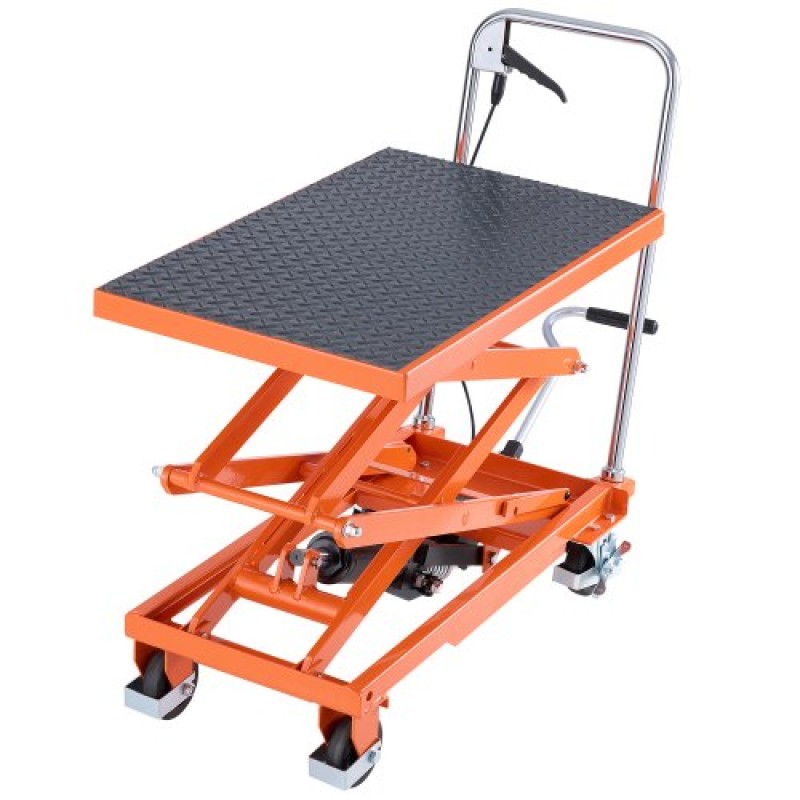 VEVOR Hydraulic Lift Τραπέζι, χωρητικότητα 500 lbs, Ύψος ανύψωσης 47,2", Επιτραπέζιο καρότσι ανύψωσης διπλού ψαλιδιού με 4 τροχούς και αντιολισθητικό μαξιλαράκι, χειροκίνητο υδραυλικό καρότσι ανύψωσης για χειρισμό και μεταφορά υλικού