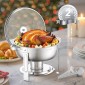 VEVOR Chafing Dish Dish Buffet Set, 5 Qt 2 Pack, Chafer από ανοξείδωτο χάλυβα με 2 τηγάνι πλήρους μεγέθους, στρογγυλός θερμός διακομιστής Catering με γυάλινο καπάκι Πτυσσόμενη βάση καυσίμου, για δεξίωση γάμου, ασημί