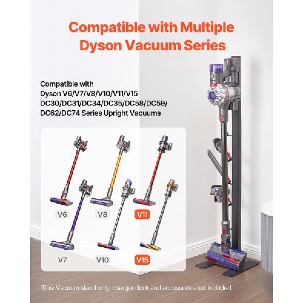 Βάση ηλεκτρικής σκούπας VEVOR, συμβατή με Dyson V6 V7 V8 V10 V11 V15, σταθερή βάση στήριξης ηλεκτρικής σκούπας με 6 γάντζους για Dyson DC30 DC31 DC34 DC35 DC58 DC59 DC62 D74 Ασύρματη όρθια ηλεκτρική σκούπα και αξεσουάρ