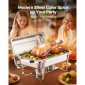 VEVOR Chafing Dish Dish Buffet Set, 8 Qt 2 Pack, Chafer από ανοξείδωτο χάλυβα με 2 τηγάνια πλήρους μεγέθους, Ορθογώνιος διακομιστής Catering Warmer με Καπάκι Water Pan Stand Θήκη καυσίμου, για Γαμήλια πάρτι Δείπνα, Ασημί
