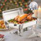 VEVOR Chafing Dish Dish Buffet Set, 8 Qt 2 Pack, Chafer από ανοξείδωτο χάλυβα με 2 τηγάνια πλήρους μεγέθους, Ορθογώνιος διακομιστής Catering Warmer με Καπάκι Water Pan Stand Θήκη καυσίμου, για Γαμήλια πάρτι Δείπνα, Ασημί