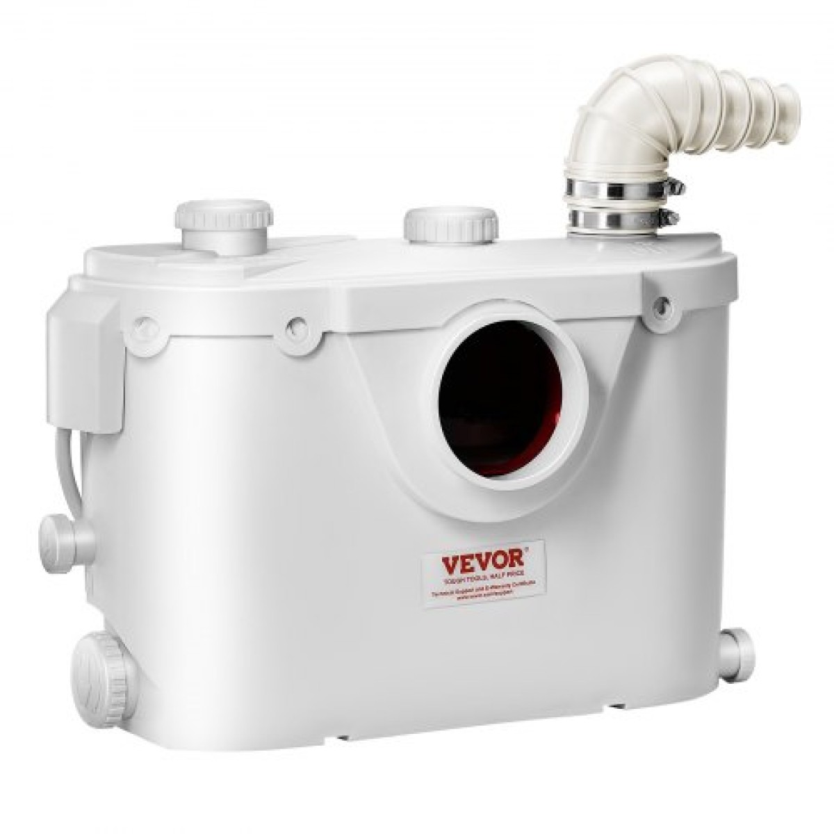 VEVOR Macerator Pump, 500W, 110 L/min (29 GPM) Flow, 26 ft/8 m Head, Macerator Sewerage Pump Toilet with 4 Waters Instruction, Way Uploading Machine for Toilet, Υπόγειο, Ντους, Νεροχύτη, Πλυντήριο ρούχων, Μπανιέρα