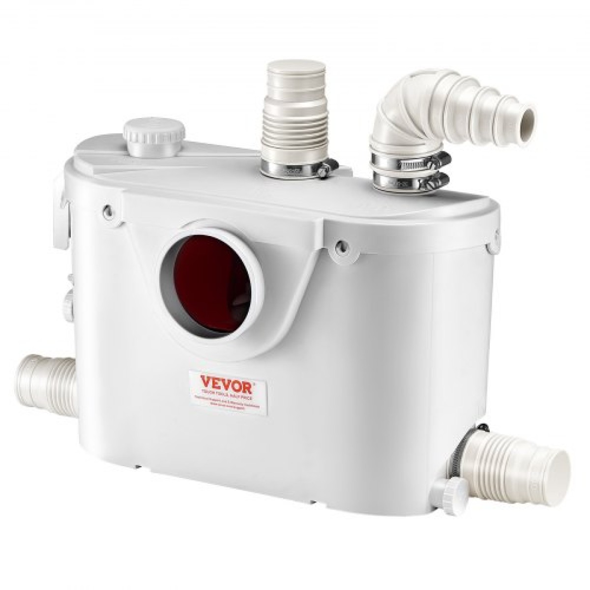 VEVOR Macerator Pump, 500W, 110 L/min (29 GPM) Flow, 26 ft/8 m Head, Macerator Sewerage Pump Toilet with 4 Waters Instruction, Way Uploading Machine for Toilet, Υπόγειο, Ντους, Νεροχύτη, Πλυντήριο ρούχων, Μπανιέρα