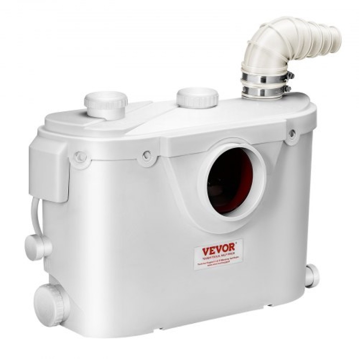 VEVOR Macerator Pump, 500W, 110 L/min (29 GPM) Flow, 26 ft/8 m Head, Macerator Sewerage Pump Toilet with 4 Waters Instruction, Way Uploading Machine for Toilet, Υπόγειο, Ντους, Νεροχύτη, Πλυντήριο ρούχων, Μπανιέρα