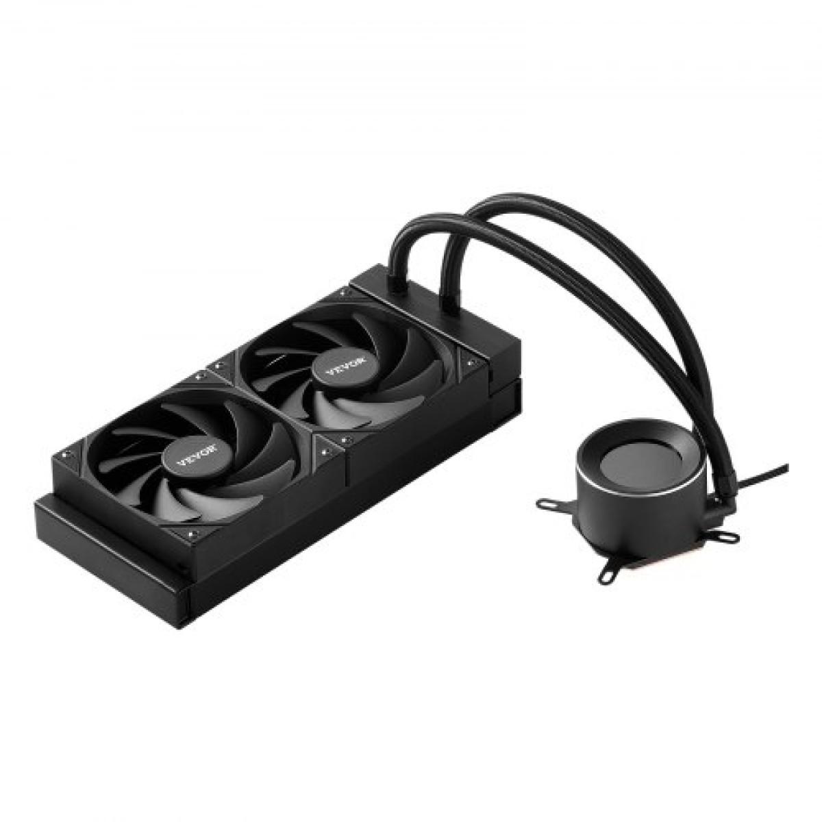 VEVOR CPU Liquid Cooler, AIO CPU Water Cooler - 120mm PWN Fans, Pump, 1,8" Display, Max. 2200 RPM CPU Cooling Fan, Efficient Black PC Water Cooler for Intel 115X/1366/2011/1700/12040, AMD